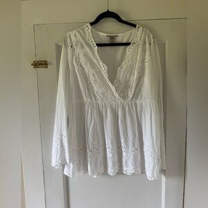 H&M white embroidered blouse